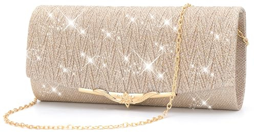 Pardofelis kuvertväska dam, glitter aftonväska handväska med avtagbar kedja, elegant axelväska för kvällen, Envelope-väska, kedjeväska för bal, bröllop, fest, champagne