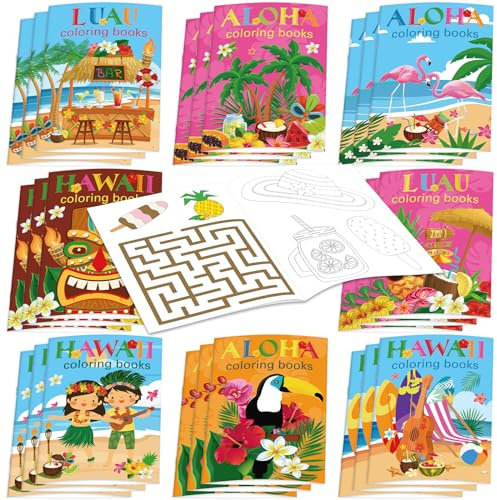 Faccito 24 Pcs Summer Coloring Book Bulk, Hawaiian Summer Party Favors