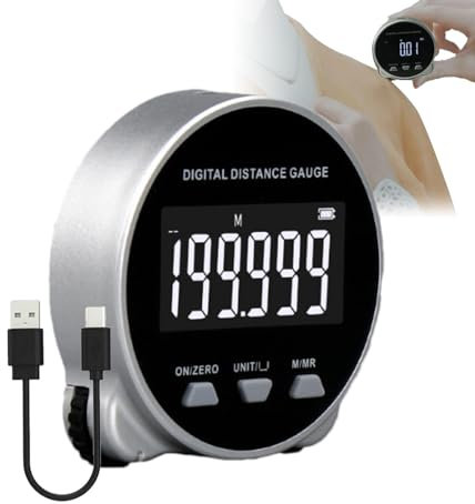 Righello a rullo con display digitale, telemetro elettronico,Strumento di misurazione della lunghezza di alta precisione da 656 piedi - Nastro di misurazione ricaricabile con schermo LCD per la