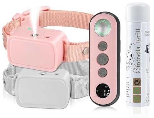 Collare da addestramento spray citronella con modalità remote, beep e anti-abbaio per cani, ricaricabile, 2 collari