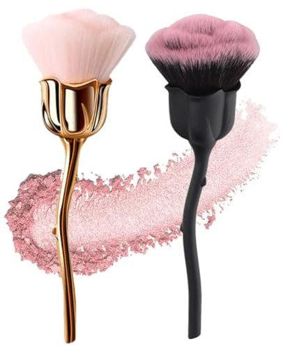 HSKRKOW 2 PCS Nail Art Brosse À Poussière Pour Manucure Rose Tête, Pinceaux Ongles, Brosse De Poussière Pour Ongles,Nail Art Rose Pour Manucure Maquillage Brosse, Pinceaux À Poudre Ongles Accessoires