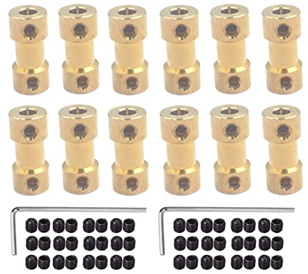12 pezzi di giunti a innesto per albero da 2 mm a 5 mm in ottone, giunti per albero motore per RC DIY aereo, barca, robot