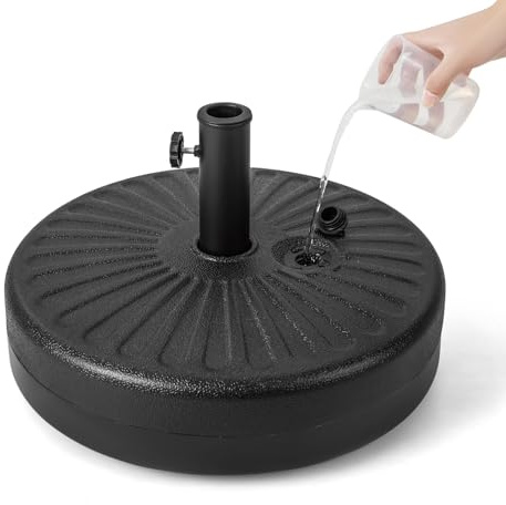 RELAX4LIFE Pied de Parasol Déporté à Remplir d'eau et Sable 34KG | Base de Parasol Rond Robuste en HDPE pour Poteaux 38/48 MM, Idéale Jardin Terrasse Patio