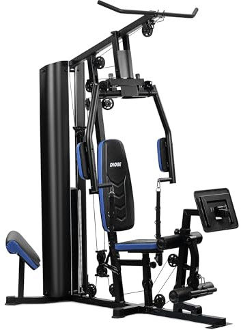 DIONE HG6 - Fitness Station - Homegym - Krafstation - Fitnessstation - Mit Beinpresse - 80kg Gewichtsblock - Luxuriöse Sitzkissen