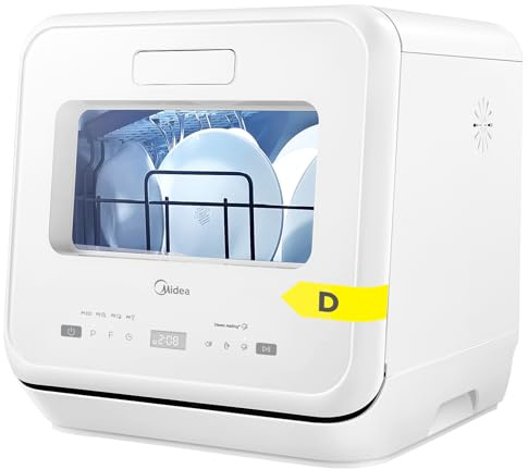 Midea Mini Geschirrspüler mit Wassertank, Freistehend Tischgeschirrspüler mit 6+3 Programme, Touch Control, Startverzögerung, Babypflege, Früchte waschen, Spülmaschine Klein für Wohnungen, Camping