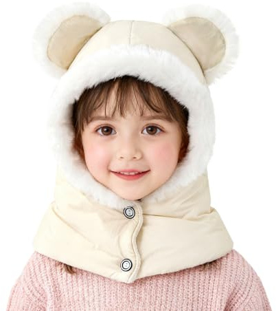 AYPOW Passamontagna Invernale Caldo per 3 a 7 Anni Bambini, Multifunzione Impermeabile Termica Cappello da Maglia Sciarpa per Bambine Bambini, Cappuccio Berretto con Fodera in Pile per All'aperto