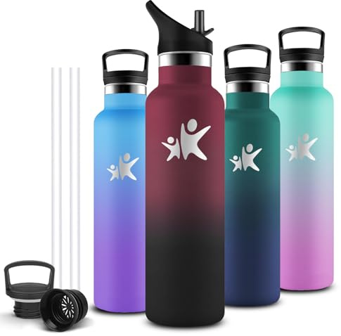 Borraccia Termica, Borraccia 1 litro, Senza BPA, Bottiglia Termica, Con filtro e Cannuccia, Borracce Termiche, Mantiene Caldo per 12 Ore/Freddo 24 Ore, Borracce per Sport, Trekking, Ciclismo