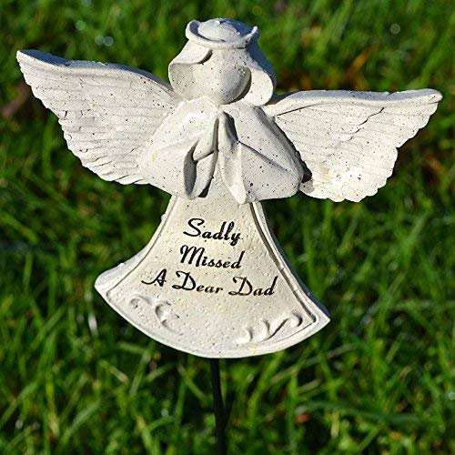 David Fischhoff Dad Guardian Angel Stick Graveside Weatherproof Ornament Durable Frost Resistant Resin, Ideal for placing in grave side flower pots