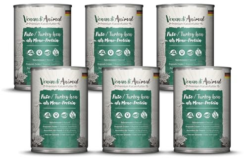 Venandi Animal – Premium Katzenfutter – Pute als Monoprotein Nassfutter, getreidefrei und naturbelassen, 6er Pack (6 x 400g)