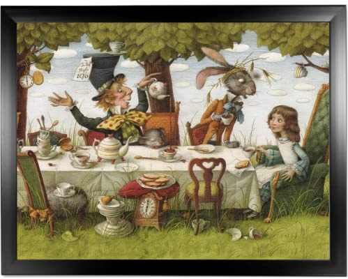 Alice in Wonderland Lap Tray: Mad Hatters Bean Bag Cushion, Padded Laptop Desk, Bed, Breakfast, For Eating TV Dinner (4 x Frame Colour Options)