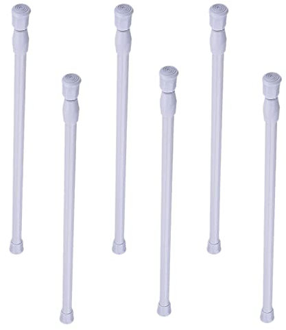 6 Piezas Barra de Cortina,Ajustable Barra Telescópica con Resorte,Barras Extensibles para Colgar Armario,Estantería,Armario,Proyectos de Bricolaje (40-70cm, Blanco)