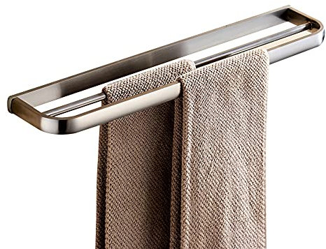 JUNNIU Toalleros, toallero para baño, Lavabo de Doble riel montado en la Pared de níquel Cepillado, Barra de Toalla Doble de Longitud de latón, toallero contemporáneo Decoration