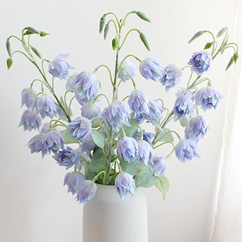 4 st konstgjord blåklocka silkesblomma utomhus falska växter falsk plastblomma, 83 cm/33 tum konstgjord lilja av dalen vindspel orkidé för dekoration i hemmet (ljusblå)