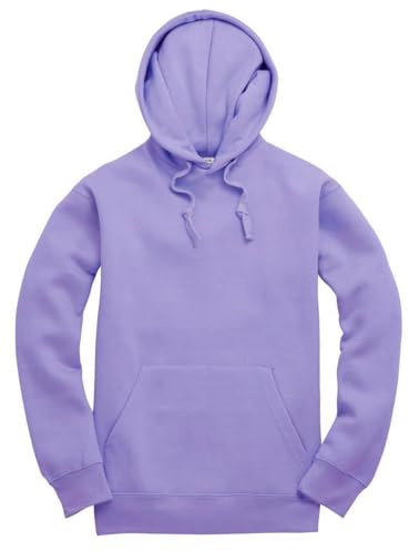 Mellor Design Plain Pullover Hoodie Hooded Top Unisex Mens Ladies Hoody Sweatshirts Lavender, M