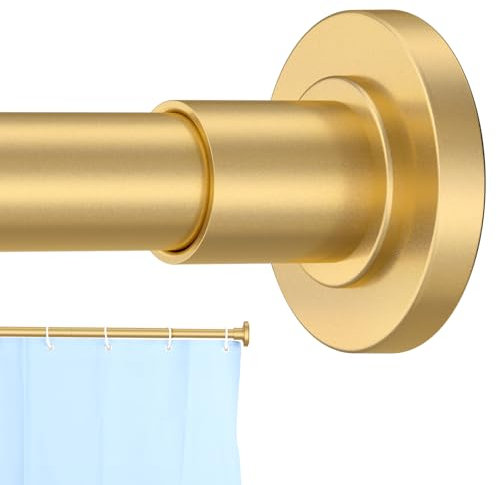 CorkLatta Shower Curtain Rod 31 to 80 Inch,1 Inch Diameter Adjustable Gold Spring tension Stainless Steel Telescoping Rod,Easy Install,No Rust