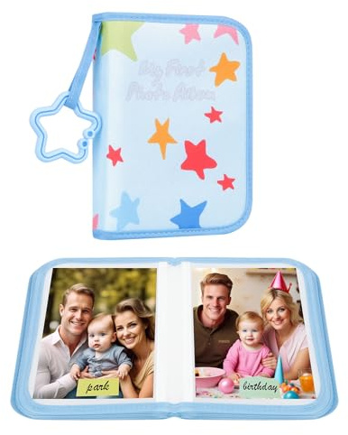 Baby's My First Photo Album for Baby Holds 21 4x6 Photos, Baby Photo Album Soft Cloth Family Book, My First Family Album for 4x6 Baby Shower Kids Toddlers Family Pictures, Toddler Photo Album (Blue)