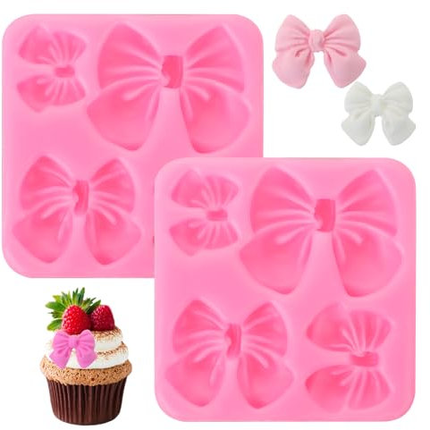 2 moldes de chocolate rosa, moldes para fondant, mini molde de silicona, molde para bowknot cake pop, herramientas de decoración de tartas para azúcar, decoración de cupcakes, proyectos de