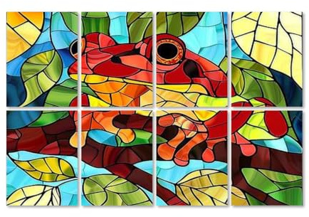 8 Pack Acoustic Panels stained glass style bright red frog plant Acoustical Soundproof Wall Panels Sound Absorbing Panels Reduce Room Echo Reverberation Acoustic Treatment