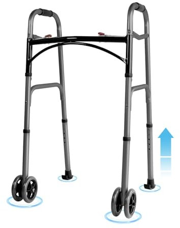 EOSPRIM Gehhilfe für Senioren mit Rädern, Gehbock für Erwachsene Stabil, Gehgestell Hilfsmittel für Senioren, Aufstehhilfen Rollator leicht klappbar, Gehwagen, Gehhilfe Krücken (Iron Regulär)