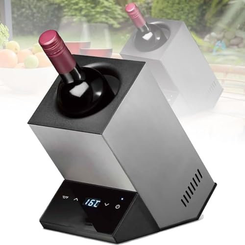 DDZJTPP Raffreddatore Bottiglie Vino,Bottiglia Singola φ92mm Secchiello Ghiaccio Vino Elettrico,Refrigeratore per Bottiglie di Vino E Bevande con Controllo Termostato Intelligente 5-18°c,Silver