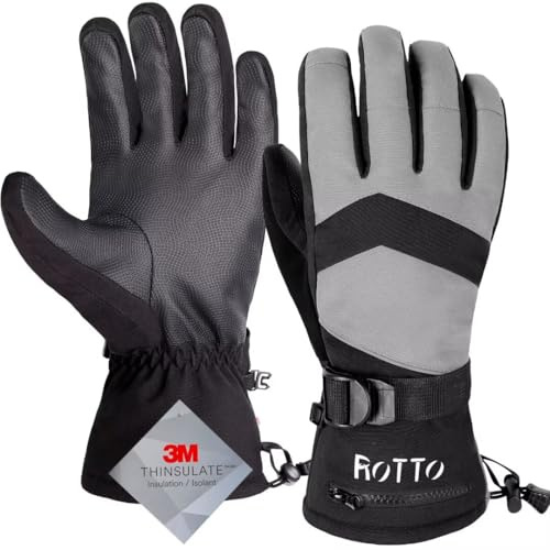ROTTO Flying Tern Guantes Invierno Hombre Mujer Guantes de Esquí Aislantes Impermeable 3M Thinsulate para Nieve Snowboard Patinaje Deportes de Invierno