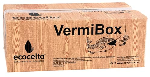 ECOCELTA | Vermibox - Núcleo de Lombriz con 550 Lombrices Gallegas Adultas | Ideal para Vermicompostaje y Producción de Humus | Alta Resistencia y Adaptabilidad