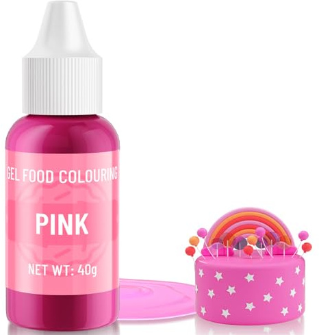 Waysroma Food Colouring Gel PINK - Gel Based Food Dye Highly Concentrated & Sugar-Free for Cake Decorating, Macarons, Icing, Fondant, Cookies, Donuts (40g)