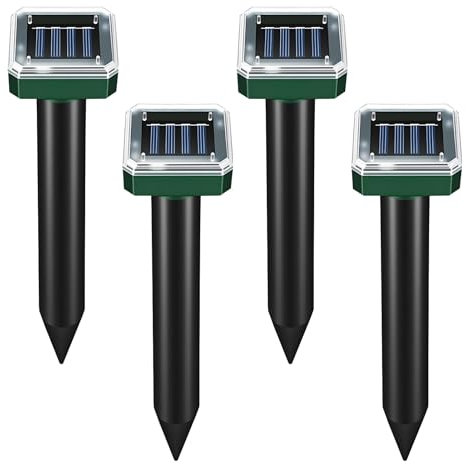 filheraze Lot de 4 Répulsifs Solaires pour Taupes, Anti Taupe, Repulsif Serpent Exterieur, Repousse Les Taupes, Serpent, Gopher, Chien, Chat, Protégez Jardins/Pelouses/Fermes- Répulsif Solaire Contre