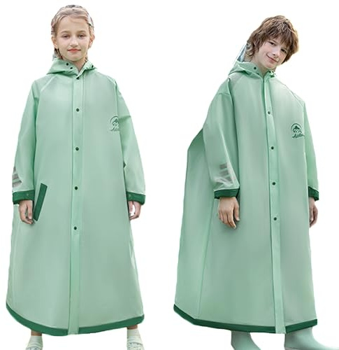 Fewlby Enfant Poncho Pluie Imperméable Fille Garçon Cape de Pluie Manteaux Imperméables Veste de Pluie à Capuche Réutilisable Vêtements de Pluie 6-16 Ans