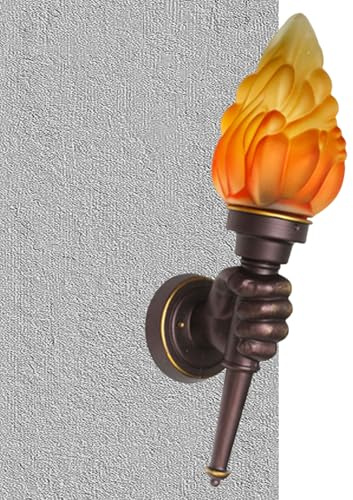 LearnLyrics Lampada da parete con torcia industriale rustica – design creativo con fiamma per ristorante caffè e bar | applique in metallo per montaggio a parete o plug-in