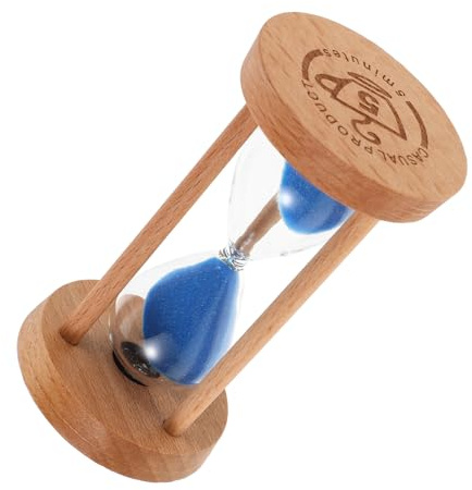 NUOBESTY Mini Sablier Minuteur en Bois Bleu 5 5X9 CM pour Salle de Bain Garçon et Filles Minuterie Ludique pour Brossage Décoration Créative et Gestion du Temps Quotidienne