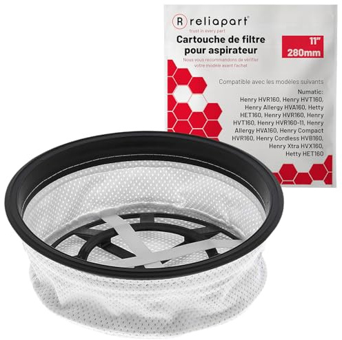 Reliapart Henry Hetty Compatible Vacuum Hoover Filter (11 Inch) for Numatic Henry 160 and Hetty 160 for HVB160-12 Models (280 mm/11 Diameter) 901607 Replacement Dust Filtration