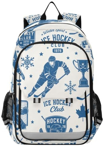 Mnsruu Sac à dos de sport américain de hockey pour garçons et filles, sacs d'école, sac à dos pour ordinateur portable, sac à dos de voyage, sac à dos de voyage, sac à dos