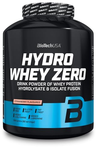 BioTechUSA Hydro Whey Zero | Glutenfri, sockerfri, fettfri | 80% proteininnehåll | Snabbt upptag | Vassleprotein komplex, 1.816 kg, Jordgubb