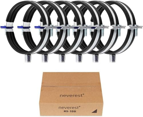 neverest® RS 100mm - Abrazadera de Tubo con Junta de Goma Rosca M8/M10-6 Piezas