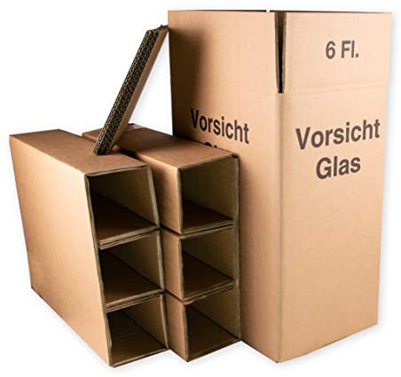 5x Wein Versandkarton 6er DHL/UPS geprüft für 6 Flaschen (Umkarton, Hülsen, Boden, 2 Deckel)