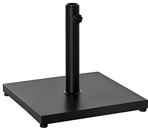 Outsunny Base per Ombrellone Quadrata per Pali da Φ3.5/3.8/4.8, Basamento da 18kg per Giardino e Terrazzo, 45x45x39cm, Nero