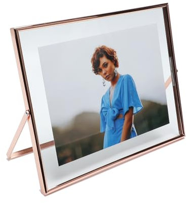 AhaGo Rose Gold Floating Picture Frame, 8x10 Inches, Horizontal, For Photo 8x10, 7x9, 6x8, Classy For Wedding, Anniversary, Birthday, Home or Office Decoration