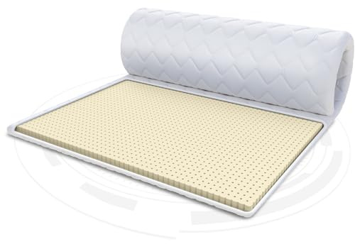 FDM Matratzentopper Latex Matratze Topper 100x200 cm Härtegrad H3 Höhe ca. 2 cm Allergiker Geeignet Öko-Tex Weiß