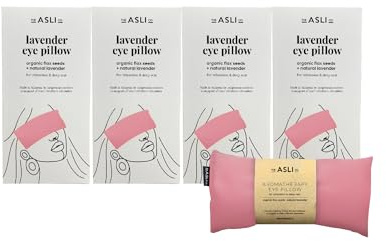 The Asli Co. Lavender Aromatherapy Eye Pillow (4 Packs) Hot & Cool Therapy for Relieve Sinus Congestion, Sooth Puffy and Tired Eyes, Perfect for Sleeping, Yoga, Meditation, Powder Pink