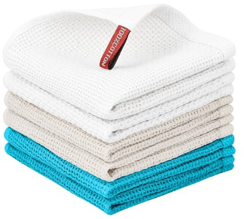 Nialnant Strofinacci da cucina in 100% cotone, strofinacci a nido d'ape per lavare i piatti, morbidi stracci assorbenti, ad asciugatura rapida, 30,5 x 30,5 cm, confezione da 6