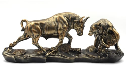 Irayin Statua di Toro, Toro e Orso Statuetta Wall Street in Resina 28cm, Broker Finanziario Regalo, Regalo del Papà, Soprammobili Moderni Salotto, Statuette Decorative Casa(Nero)