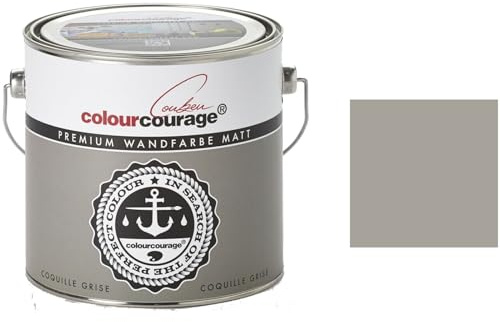 Hossi's Wholesale 2,5 Liter Colourcourage Premium Wandfarbe Coquille Grise Grau | geruchslos | tropf- und spritzgehemmt