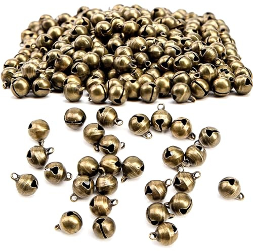 Hsthe Sea 200 cascabeles de 6 mm, cascabeles de Bronce para Manualidades, cascabeles de Metal de Cobre para Navidad, cascabeles pequeños para Navidad, Fiestas, Bricolaje.