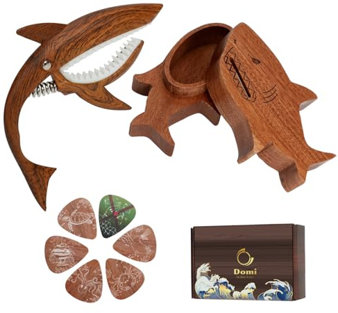 Save Our Oceans Shark Capo Guitar Gift Set: Handcrafted Pick Holder&Picks
