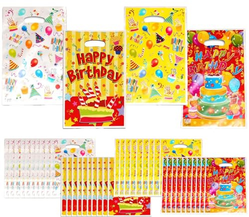 Sacchetti per bomboniere per feste di compleanno per bambini, 40 pezzi, sacchetti regalo colorati in plastica per ragazze e ragazzi, regalo di ritorno forniture per feste
