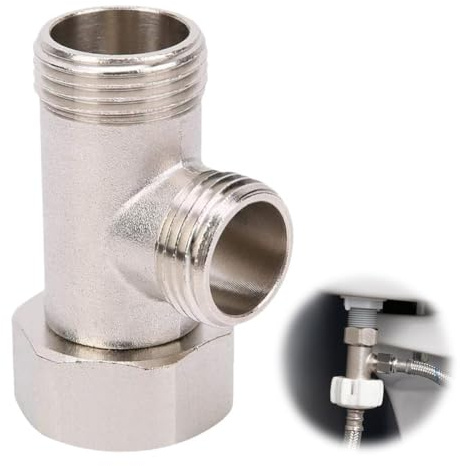 YUPZAR Vanne 3 Voies, 3/8« droit et 1/2 » latéral, Raccord d'eau en T 3/8,Pour Réservoir de WC, lave-linge,Robinet de Douche,Salle de Bain et Cuisine (1 Pièce)