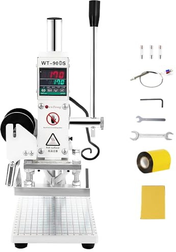 Hot Foil Embossing Machine 10 x 13 cm Hot Foil Embossing Machine, 300 W Hot Foil Stamping Machine with Scale, Positioning Slider, LCD Screen, Leather Bronzing Printing, Bronzing Machine