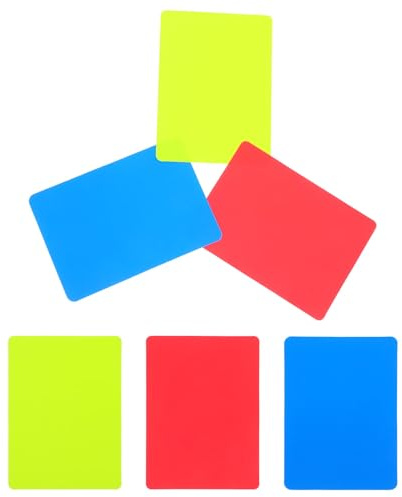 VILLCASE Tarjetas de Árbitro Profesional de Fútbol, Set de 6 Tarjetas de Penalización en Colores Rojo, Amarillo y Azul, Fabricadas en PVC Resistente para Uso en Competiciones Deportivas de