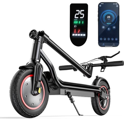 HeyScooter W6 Electric Scooter for Adults, E Scooter 25km/h Top Speed with 27-37km Range, 500W Motor 10'' Pneumatic Tire,Foldable Scooter with Dual Braking System,APP Control LED Lights,Max Load 120kg